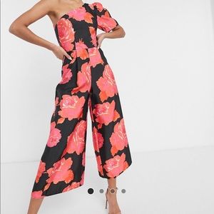 ASOS one shoulder jumpsuit in bold floral